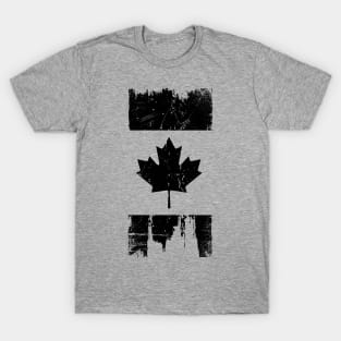 Canadian Flag - Variant - Black - Distressed T-Shirt